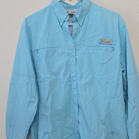 Columbia | Womens Blue Long Sleeve Button Down PFG Vented Fishing Shirt XL - Picture 1 of 12